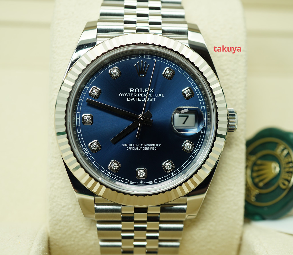 BRAND NEW Rolex 126334 DATEJUST 41 FLUTED BEZEL BLUE DIAMOND DIAL ...