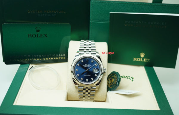 BRAND NEW Rolex 126334 DATEJUST 41 FLUTED BEZEL BLUE DIAMOND DIAL JUBILEE BAND 2022 FULL SET - Image 2