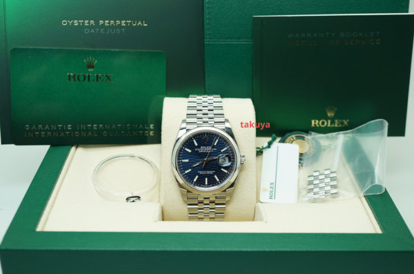 BRAND NEW Rolex 126200 DATEJUST 36 BLUE MOTIF DIAL JUBILEE BAND 2022 FULL SET - Image 2