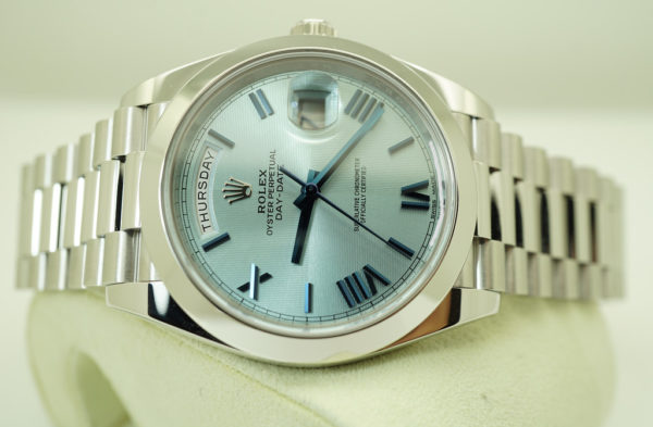Rolex 228206 DAY DATE PLATINUM ICE BLUE ROMAN QUADRANT DIAL 40MM 2018 WARRANTY FULL SET - Image 10