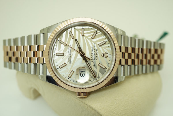 BRAND NEW Rolex 126231 DATEJUST 36 18K EVEROSE GOLD SS MOTIF PALM DIAL 2022 FULL SET - Image 9
