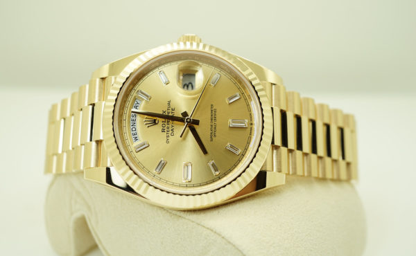 Rolex 228238 DAY DATE 40 YELLOW GOLD CHAMPAGNE BAGUETTE DIAMOND DIAL 2022 FULL SET - Image 10