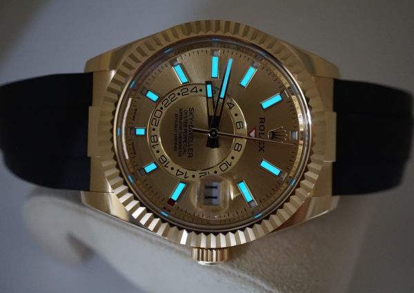 Rolex 326238 SKY-DWELLER YELLOW GOLD CHAMPAGNE DIAL OYSTERFLEX 2022 FULL SET - Image 9