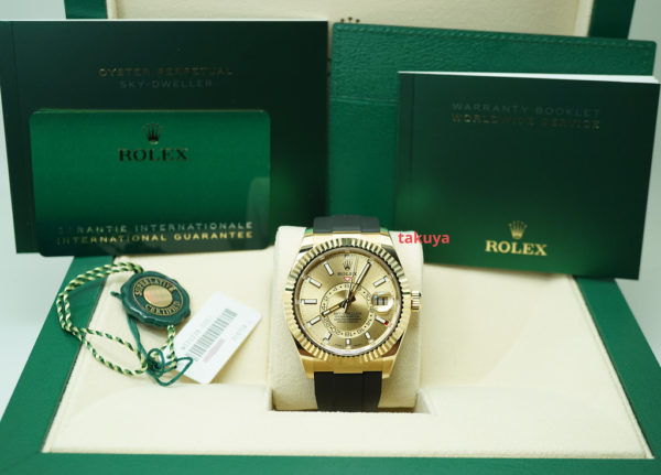 Rolex 326238 SKY-DWELLER YELLOW GOLD CHAMPAGNE DIAL OYSTERFLEX 2022 FULL SET - Image 2