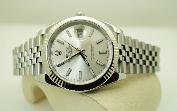 Rolex 126334 DATEJUST 41 FLUTED BEZEL SILVER STICK DIAL JUBILEE 2021 FULL SET - Image 10