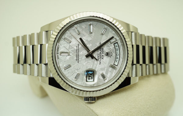 MINT Rolex 228239 DAY DATE 40 WHITE GOLD METEORITE BAGUETTE DIAMOND DIAL 2021 FULL SET - Image 9