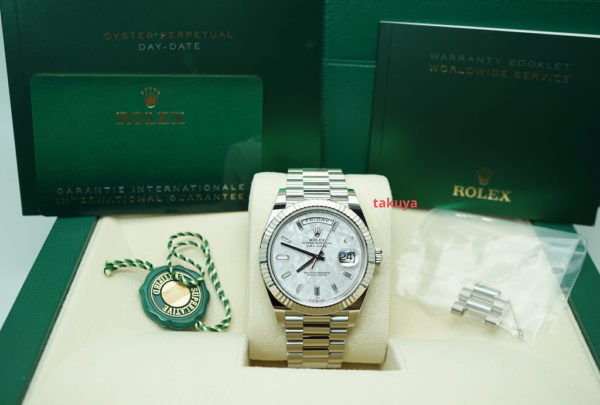 MINT Rolex 228239 DAY DATE 40 WHITE GOLD METEORITE BAGUETTE DIAMOND DIAL 2021 FULL SET - Image 2