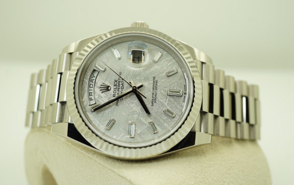 MINT Rolex 228239 DAY DATE 40 WHITE GOLD METEORITE BAGUETTE DIAMOND DIAL 2021 FULL SET - Image 10
