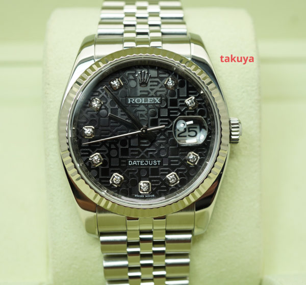 Rolex 116234 DATEJUST FLUTED BEZEL BLACK DIAMOND DIAL JUBILEE BAND 36MM FULL SET