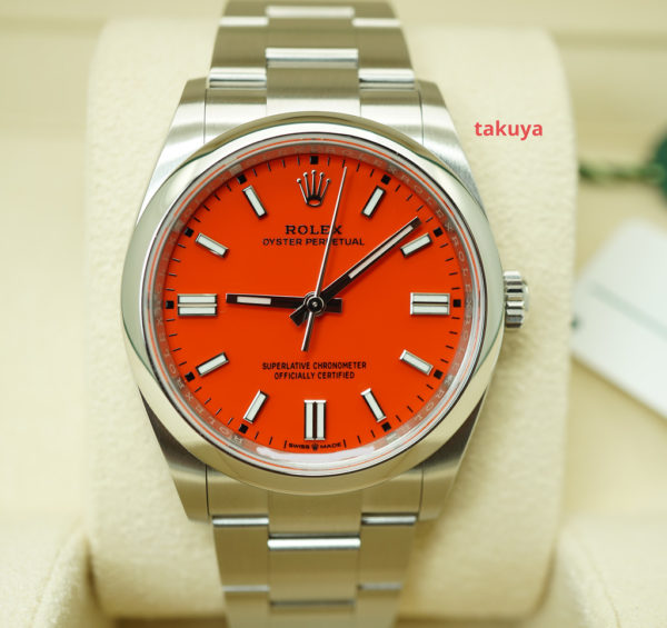 BRAND NEW Rolex 126000 OYSTER PERPETUAL CORAL RED DIAL 36MM 2022 COMPLETE SET