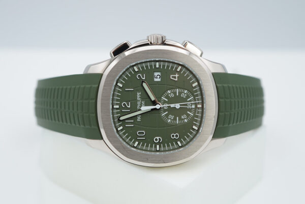 Patek PHILIPPE 5968G AQUANAUT CHRONOGRAPH 18K WHITE GOLD GREEN DIAL FULL SET - Image 11