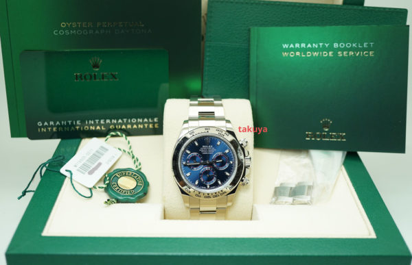 Rolex 116509 DAYTONA 18K WHITE GOLD BLUE DIAL 2021 WARRANTY COMPLETE SET - Image 2