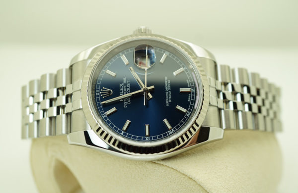 Rolex 116234 DATEJUST BLUE STICK DIAL FLUTED BEZEL JUBILEE BAND FULL SET - Image 11