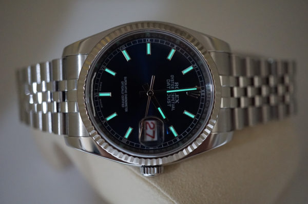 Rolex 116234 DATEJUST BLUE STICK DIAL FLUTED BEZEL JUBILEE BAND FULL SET - Image 12