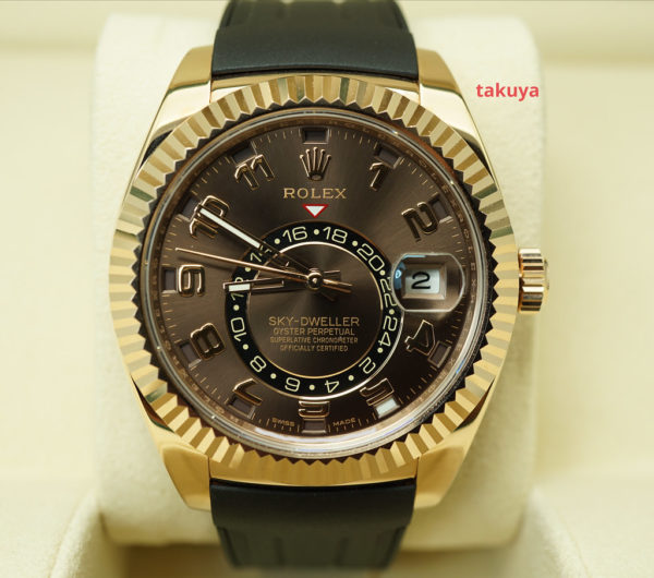 Rolex 326135 SKY-DWELLER 18K ROSE GOLD CHOCOLATE ARABIC DIAL 2021 FULL SET