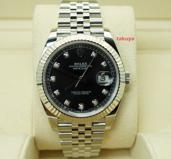 Rolex 126334 DATEJUST 41 FLUTED BEZEL BLACK DIAMOND DIAL 2020 FULL SET