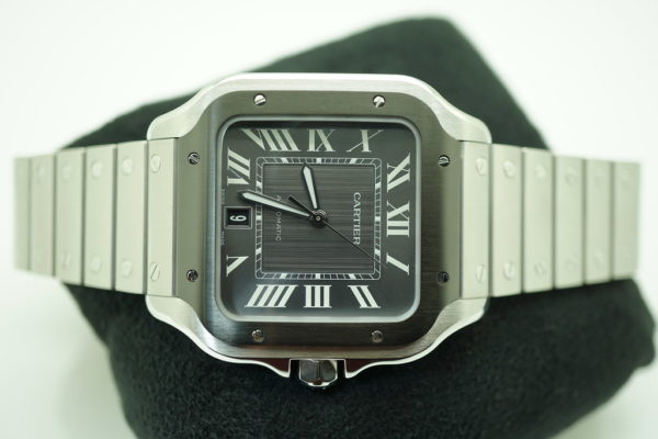 BRAND NEW Cartier SANTOS DE CARTIER LARGE STEEL ADLC BEZEL GREY DIAL 2022 FULL SET - Image 8