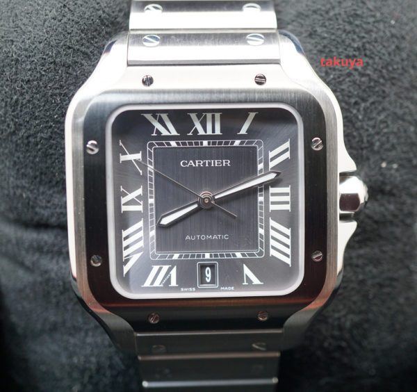 BRAND NEW Cartier SANTOS DE CARTIER LARGE STEEL ADLC BEZEL GREY DIAL 2022 FULL SET