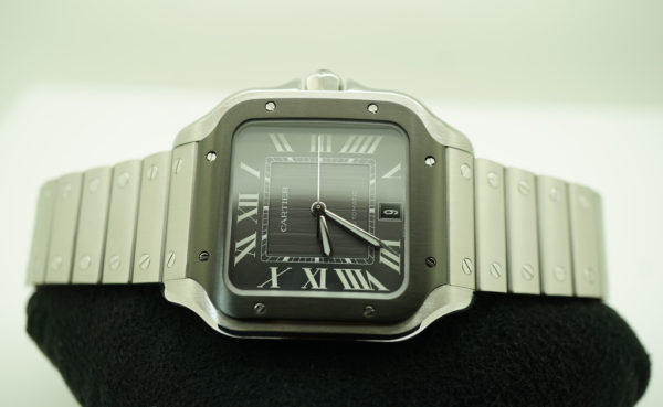 BRAND NEW Cartier SANTOS DE CARTIER LARGE STEEL ADLC BEZEL GREY DIAL 2022 FULL SET - Image 9