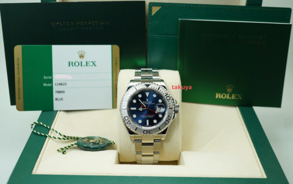 Rolex 116622 YACHTMASTER PLATINUM BEZEL BLUE DIAL 40MM WARRANTY FULL SET - Image 2