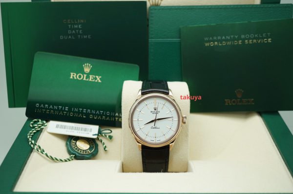 MINT Rolex 50505 CELLINI TIME 18K EVEROSE GOLD WHITE DIAL 2021 WARRANTY FULL SET - Image 2