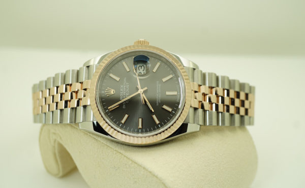 Rolex 126231 DATEJUST 36 18K EVEROSE GOLD SS SLATE STICK DIAL WARRANTY FULL SET - Image 10