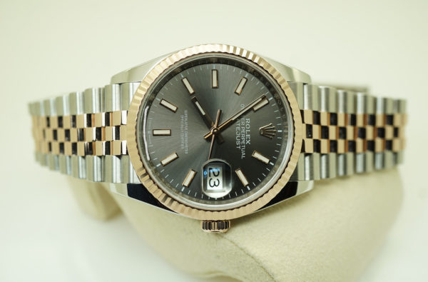 Rolex 126231 DATEJUST 36 18K EVEROSE GOLD SS SLATE STICK DIAL WARRANTY FULL SET - Image 9