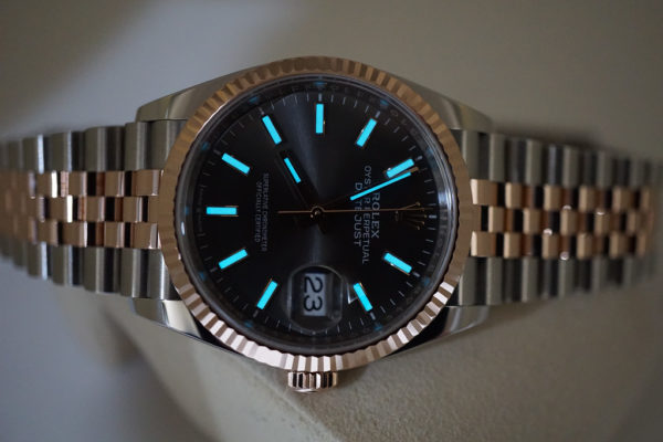 Rolex 126231 DATEJUST 36 18K EVEROSE GOLD SS SLATE STICK DIAL WARRANTY FULL SET - Image 11