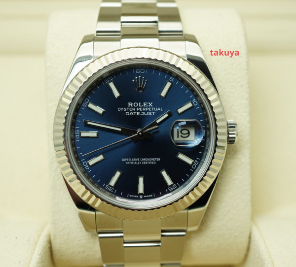 Rolex 126334 DATEJUST 41 FLUTED BEZEL BLUE STICK DIAL OYSTER 2020 FULL SET