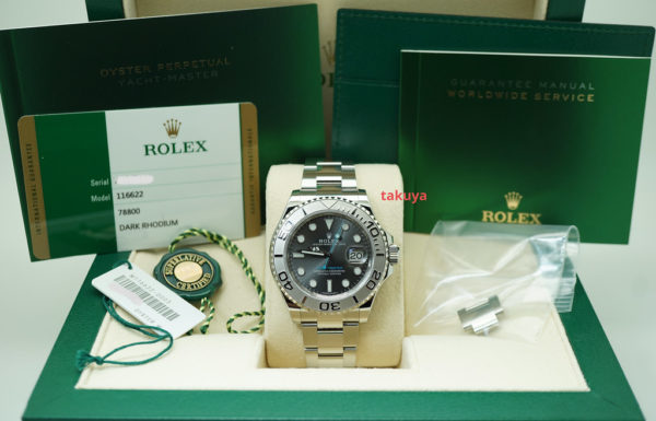 Rolex 116622 YACHTMASTER PLATINUM BEZEL DARK RHODIUM DIAL 40MM WARRANTY FULL SET - Image 2