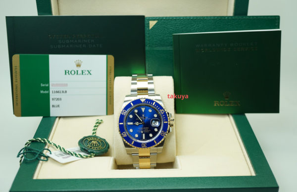Rolex 116613LB SUBMARINER 2 TONE SUNBURST BLUE DIAL 2019 WARRANTY FULL SET - Image 2