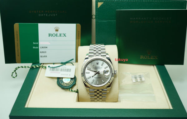 Rolex 126334 DATEJUST 41 FLUTED BEZEL SILVER STICK DIAL JUBILEE BAND FULL SET - Image 2