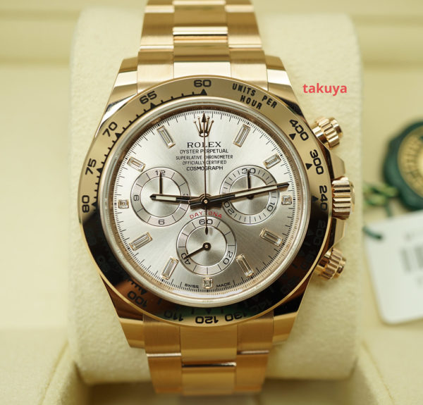 NEW Rolex 116505 DAYTONA 18K ROSE GOLD SUNDUST BAGUETTE DIAMOND DIAL 2021 FULL SET