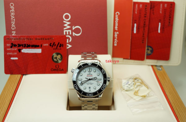 Omega SEAMASTER DIVER 300M WHITE WAVE DIAL BRACELET 2021 COMPLETE SET - Image 2