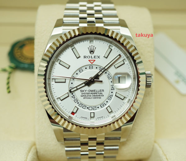 BRAND NEW Rolex 326934 SKY-DWELLER WHITE DIAL JUBILEE BRACELET 2022 FULL SET