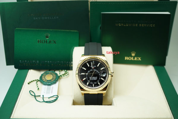 Rolex 326238 SKY-DWELLER YELLOW GOLD BLACK DIAL OYSTERFLEX 2021 FULL SET - Image 2