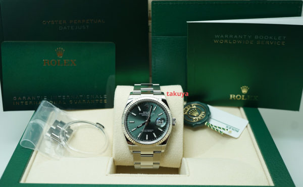 BRAND NEW Rolex 126234 DATEJUST 36 FLUTED BEZEL MINT GREEN DIAL 2022 MODEL FULL SET - Image 2