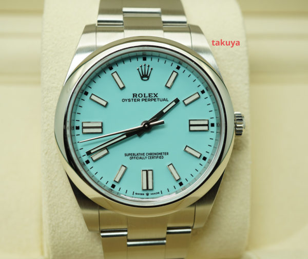 MINT Rolex 124300 OYSTER PERPETUAL 41 TIFFANY TURQUOISE DIAL 2021 FULL SET