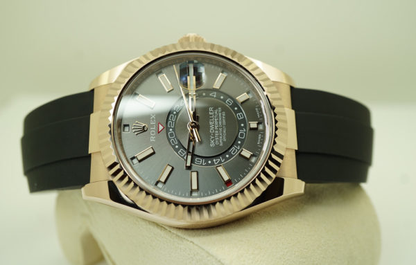 Rolex 326235 SKY-DWELLER 18K ROSE GOLD SLATE DIAL OYSTERFLEX 2022 FULL SET - Image 8