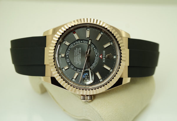 Rolex 326235 SKY-DWELLER 18K ROSE GOLD SLATE DIAL OYSTERFLEX 2022 FULL SET - Image 7