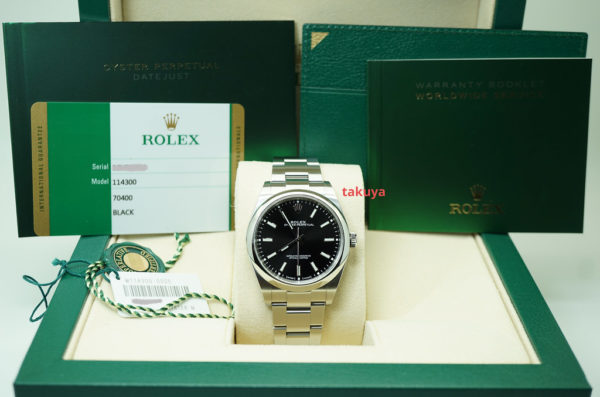 Rolex 114300 OYSTER PERPETUAL BLACK DIAL 39MM 2019 WARRANTY COMPLETE SET - Image 2