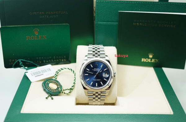 Rolex 126334 DATEJUST 41 FLUTED BEZEL BLUE STICK DIAL JUBILEE BAND 2021 FULL SET - Image 2