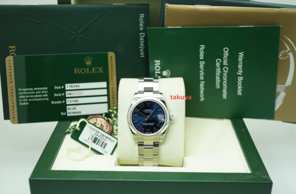 Rolex 178240 LADIES DATEJUST 31MM BLUE ROMAN DIAL STAINLESS STEEL FULL SET - Image 2