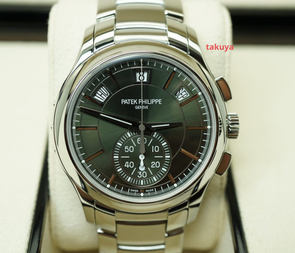 Patek PHILIPPE 5905 ANNUAL CALENDAR CHRONOGRAPH OLIVE GREEN DIAL NEW MODEL 2021 FULL SET