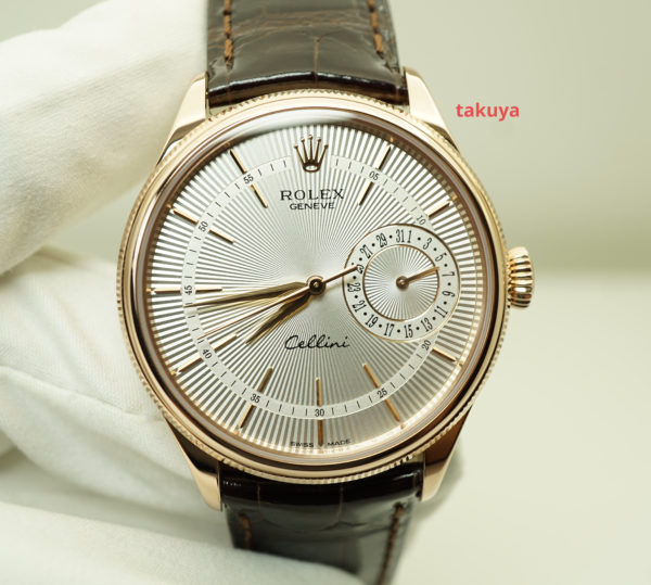 Rolex 50515 CELLINI DATE 18K EVEROSE GOLD SILVER GUILLOCHE DIAL BOXES PAPERS