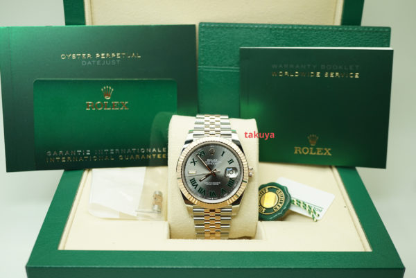LIKE NEW Rolex 126331 DATEJUST 41 ROSE GOLD STEEL WIMBLEDON DIAL JUBILEE BAND 2022 FULL SET - Image 2