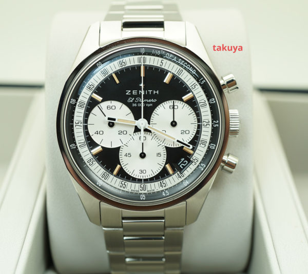 Zenith CHRONOMASTER ORIGINAL REVERSE PANDA DIAL BRACELET 2021 WARRANTY FULL SET