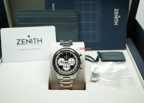 Zenith CHRONOMASTER ORIGINAL REVERSE PANDA DIAL BRACELET 2021 WARRANTY FULL SET - Image 2