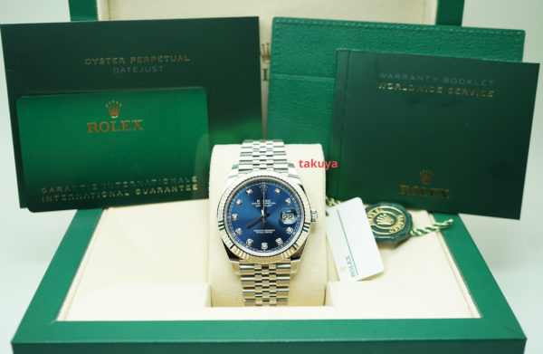 BRAND NEW Rolex 126334 DATEJUST 41 FLUTED BEZEL BLUE DIAMOND DIAL JUBILEE FULL SET - Image 2