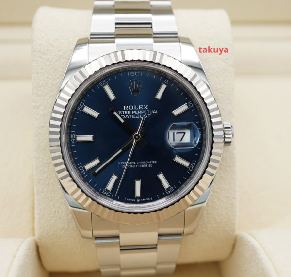 Rolex 126334 DATEJUST 41 FLUTED BEZEL BLUE STICK DIAL OYSTER 2020 FULL SET